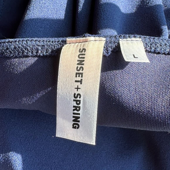 Sunset + Spring Ruched Faux-Wrap Dress in Navy - Picture 5 of 5